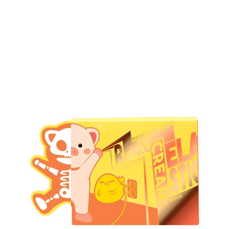 Caixa amarela com ilustração de personagem fofo e texto "Elizavecca Milky Piggy Real Cleansing Cream" em destaque.