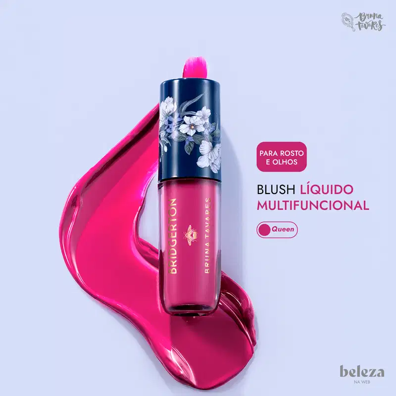 Embalagem de blush líquido multifuncional da marca Bruna Tavares, na cor rosa.