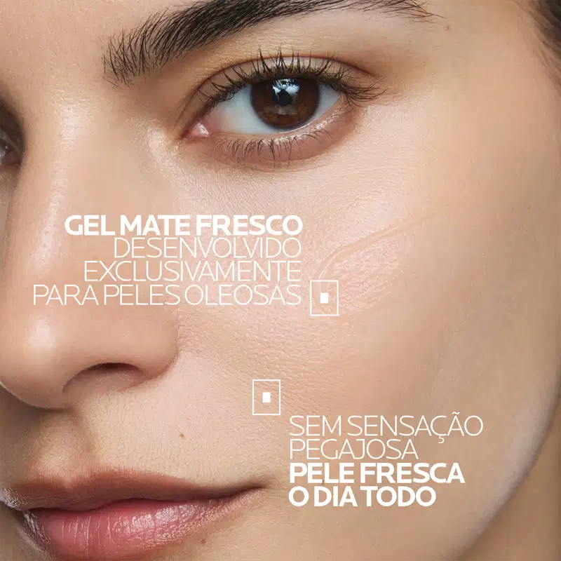 Gel mate fresco La Roche-Posay desenvolvido exclusivamente para peles oleosas. Produto com textura leve, sem sensação pegajosa, mantendo a pele fresca durante todo o dia. Embalagem em tom neutro.