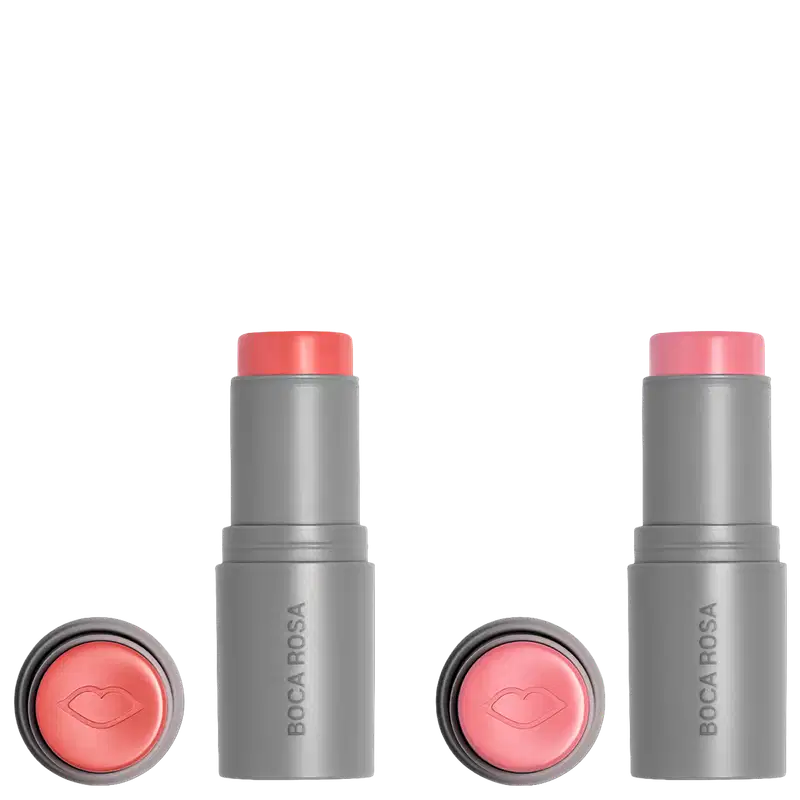 Kit Boca Rosa Stick Cor Gyn + Jeri, 2 sticks de maquiagem multifuncional.
