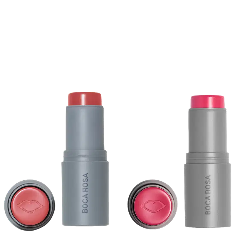 Kit Boca Rosa Stick Cor Rildy + Jampa, 2 sticks de maquiagem multifuncional.