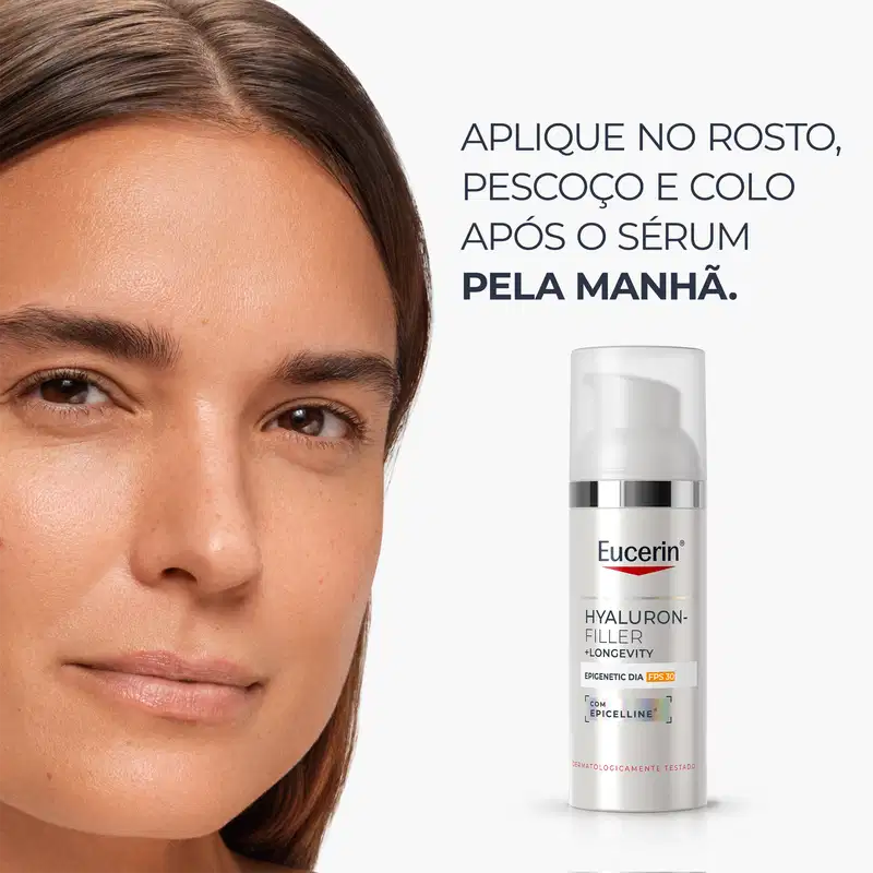 Aplique no rosto, pescoço e colo após o sérum pela manhã.