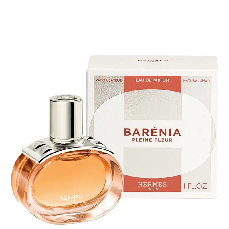 Frasco e caixa do perfume Barénia Pleine Fleur, da marca Hermes.