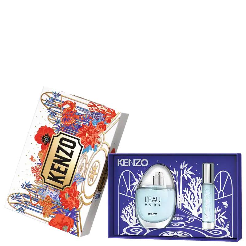 Conjunto L'Eau Pure Kenzo Unissex - Perfume Eau de Parfum 100ml + Perfume Travel Size 10ml + Bolsa de Viagem Pouch