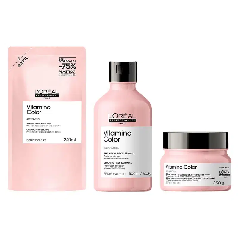 Kit L'Oréal Professionnel Vitamino Color Trio Care Refil, 3 produtos.