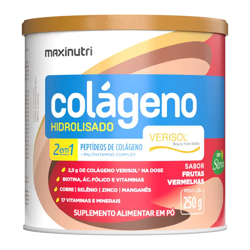 Colágeno Verisol Maxinutri Lata 250g Sabor Frutas Vermelhas