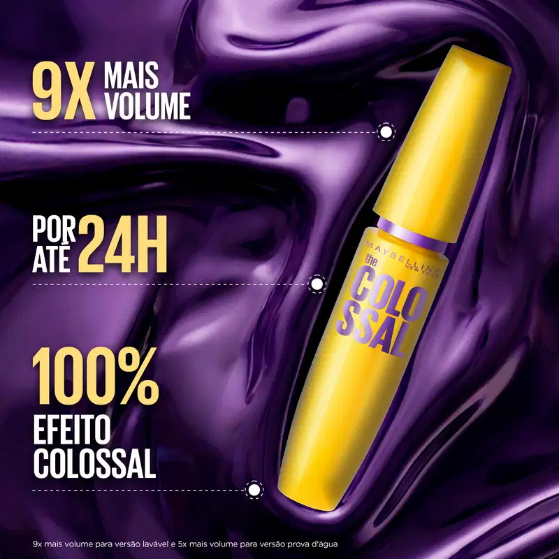 Maybelline The Colossal Volum'Express Preto - Máscara de Cílios Lavável 9,2ml
