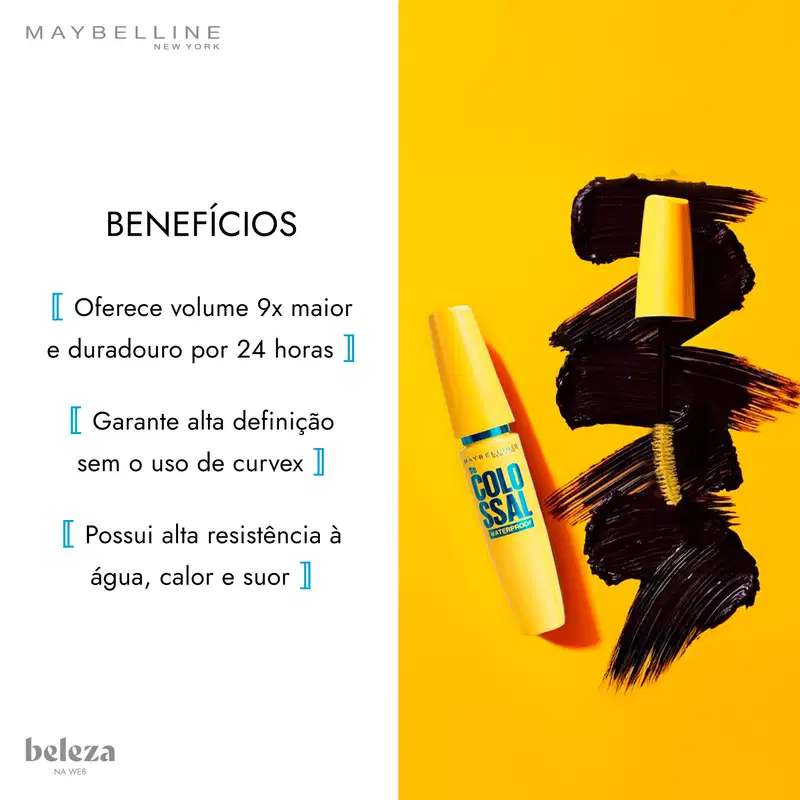 Maybelline The Colossal Preto - Máscara de Cílios à Prova D'água 9,2ml