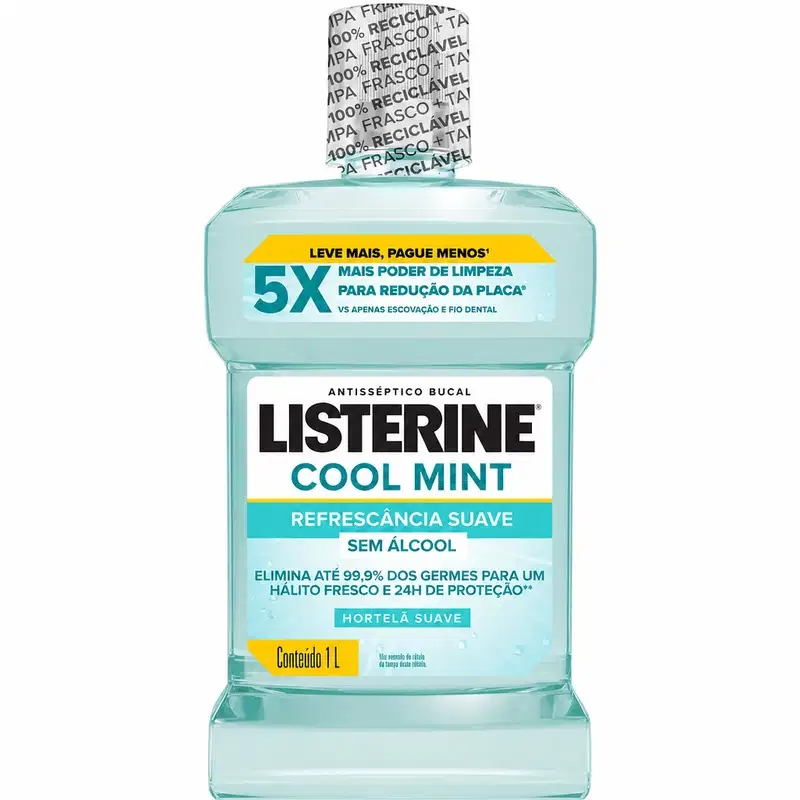 Antisséptico Bucal Listerine Cool Mint Sem Álcool 1l