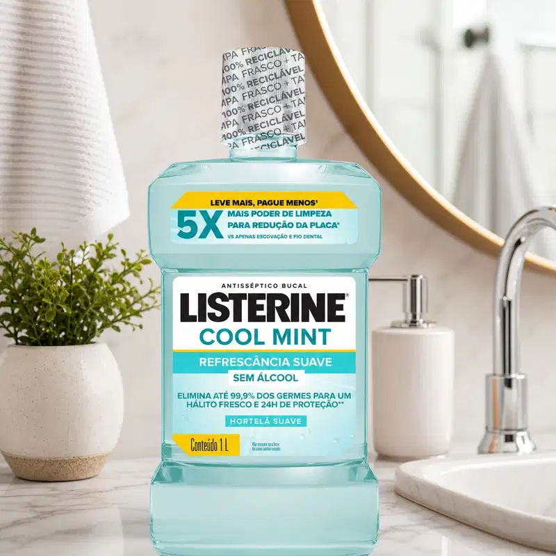 Antisséptico Bucal Listerine Cool Mint Sem Álcool 1l
