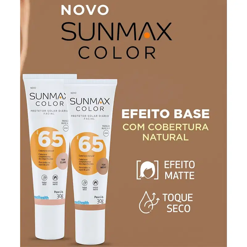 Sunmax Color FPS65 Médio - Protetor Solar com Cor 30g