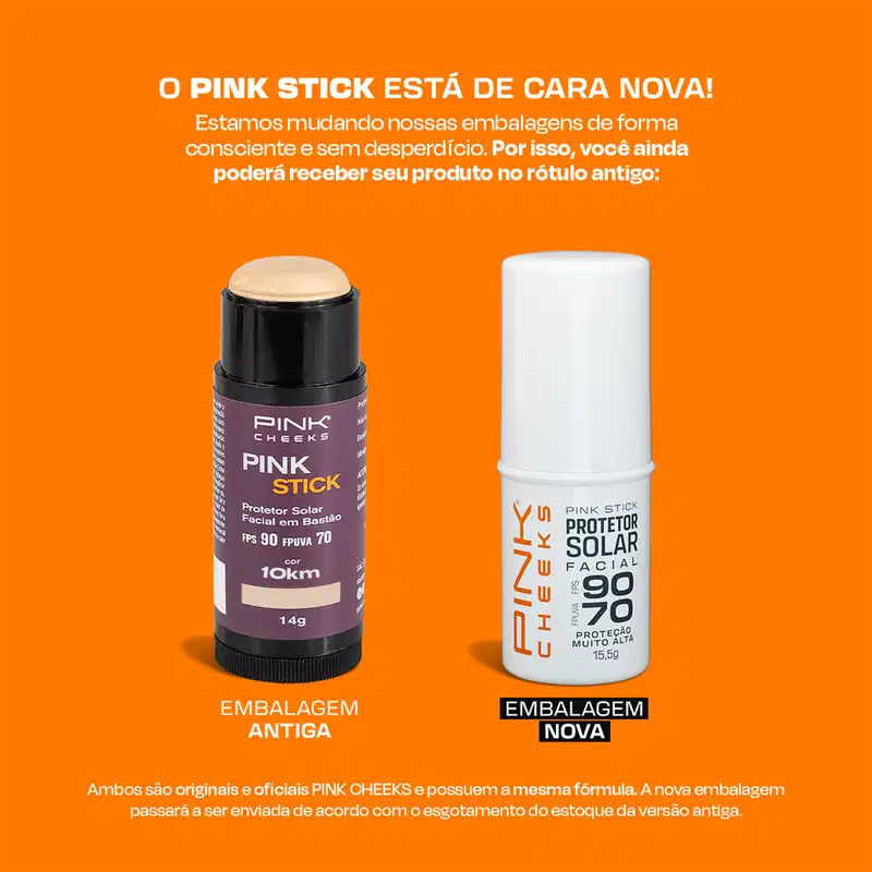 Pink Cheeks Pink Stick 10KM FPS 90 - Protetor Solar com Cor 14g