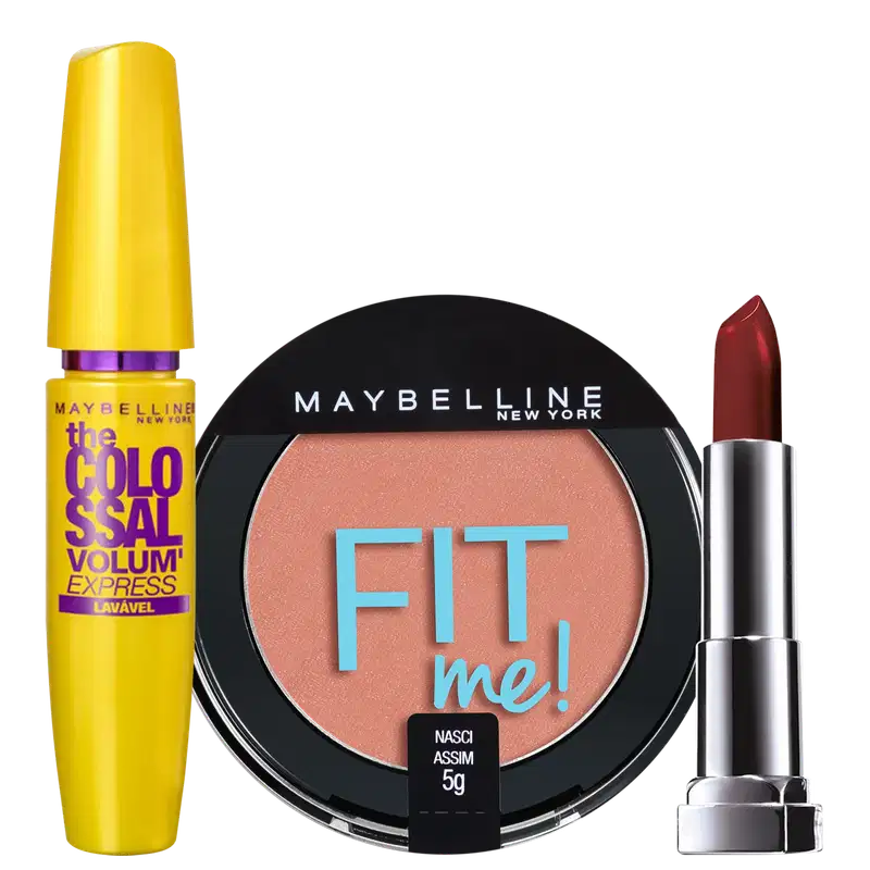 Kit Maybelline Maquiagem Vermelho Matte (3 Produtos)