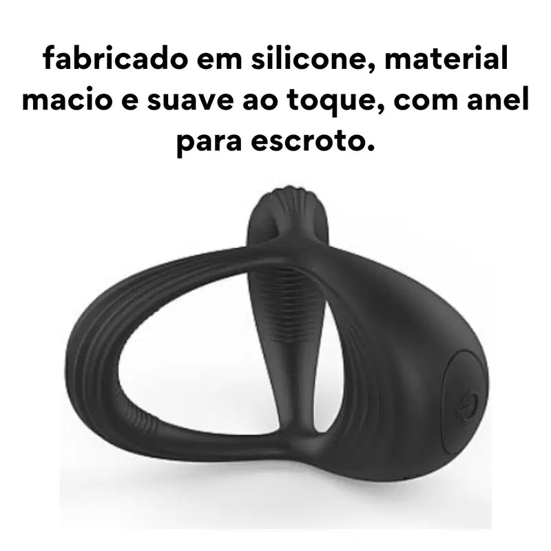 Anel Peniano com Vibrador Duplo Escroto Prolonga Ereção