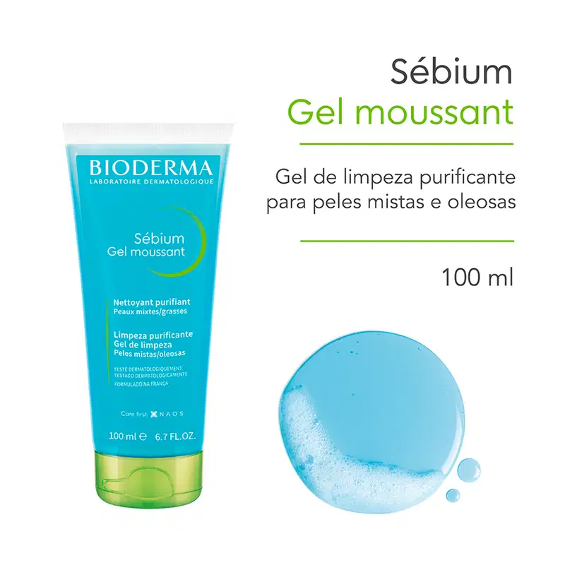 Bioderma Sébium Gel Moussant - Gel de Limpeza Antioleosidade de Alta Tolerância 100ml