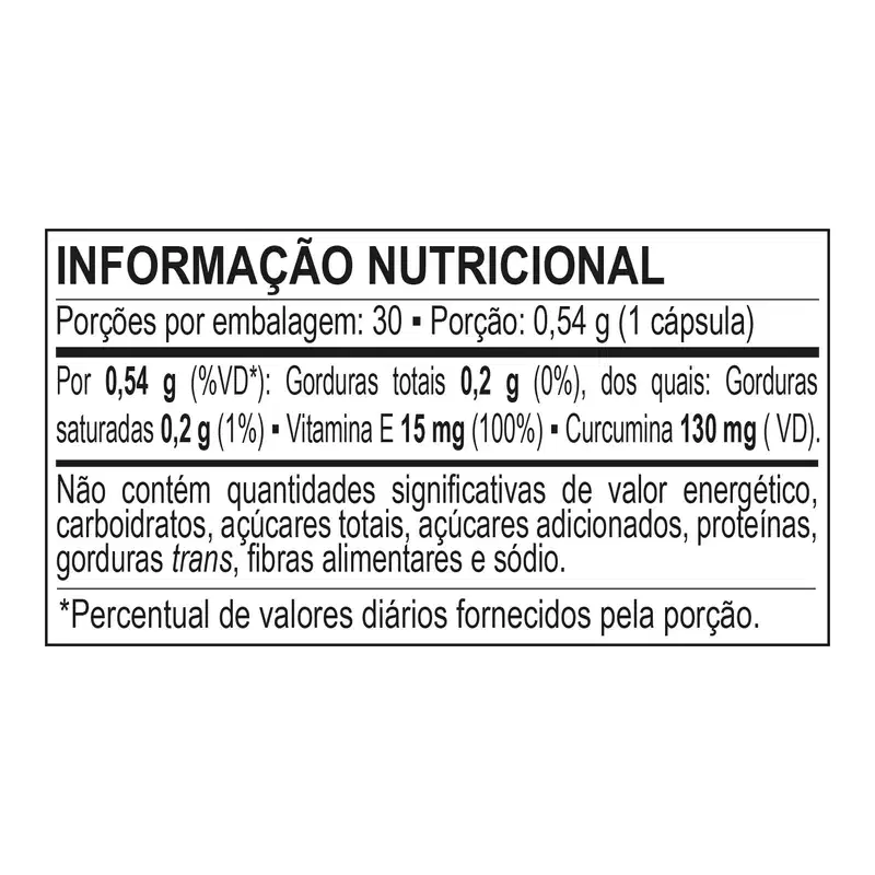 Curcumina com vitamina E - antioxidante e reduz infamações - 30 cápsulas soft gel
