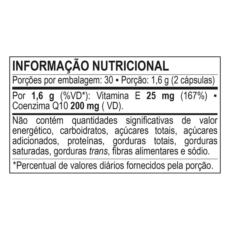 Coenzima Q10 com vitamina E - antienvelhecimento celular - 60 cápsulas veganas