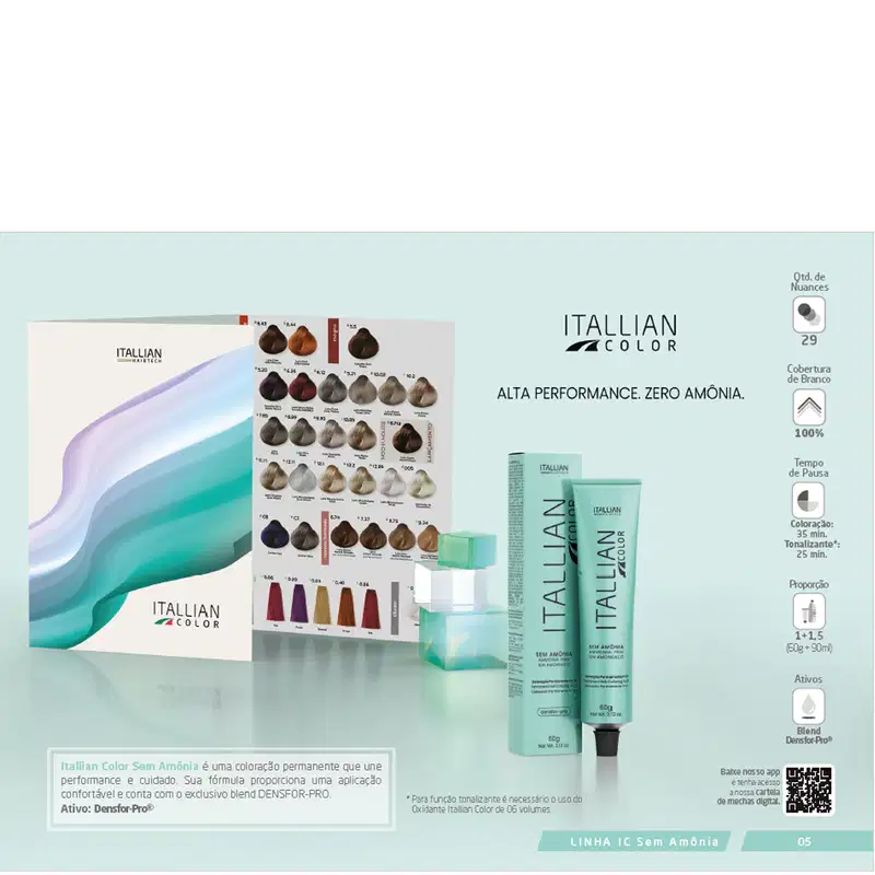 Coloração Itallian Color Sem Amônia 60g 3.0 Castanho Escuro