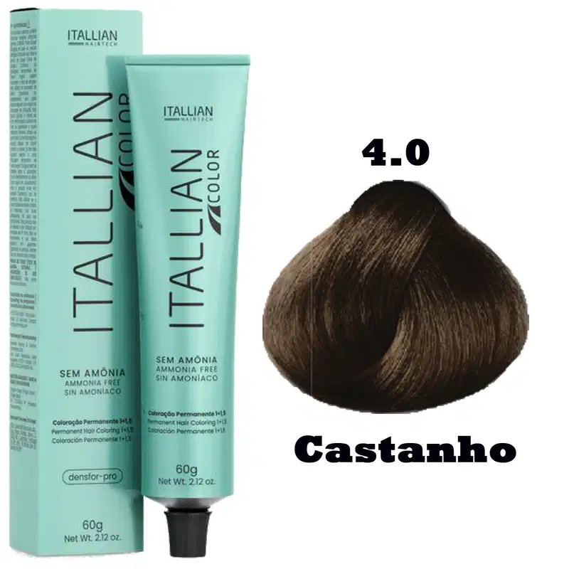 Coloração Itallian Color Sem Amônia 60g 4.0 Castanho