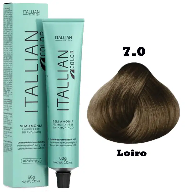 Coloração Itallian Color Sem Amônia 60g 7.0 Loiro