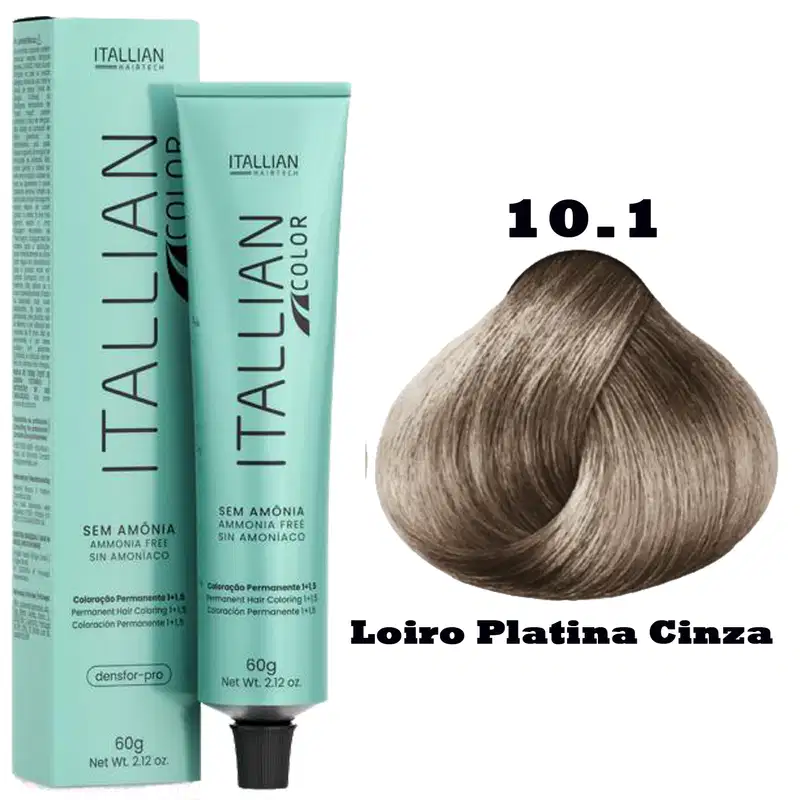 Coloração Itallian Color Sem Amônia 60g 10.1 Loiro Platina Cinza
