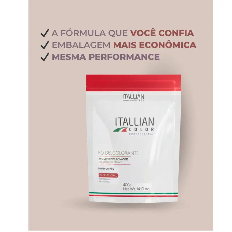 Pó Descolorante Itallian Color Pouch Sachê 400g Pó Branco
