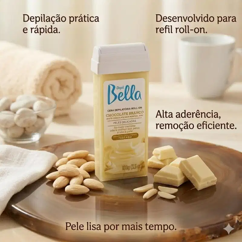 Refil Roll-on Chocolate Branco Cera Depilatória Depil Bella