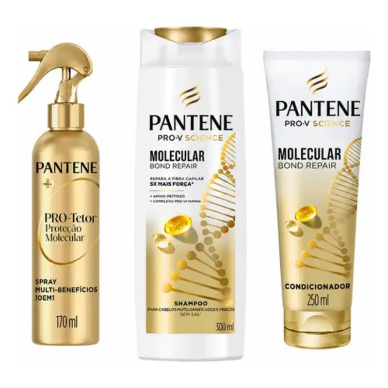 Kit Molecular Bond Repair Shampoo, Condicionador e Protetor | Pantene
