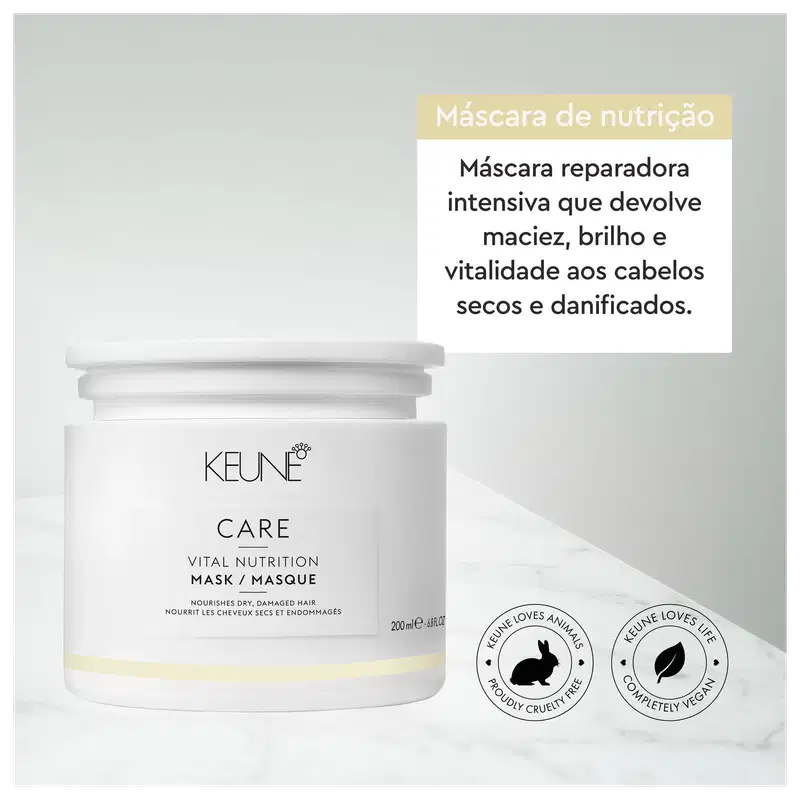 A imagem mostra a Máscara de Nutrição Care Vital Nutrition da marca Keune.