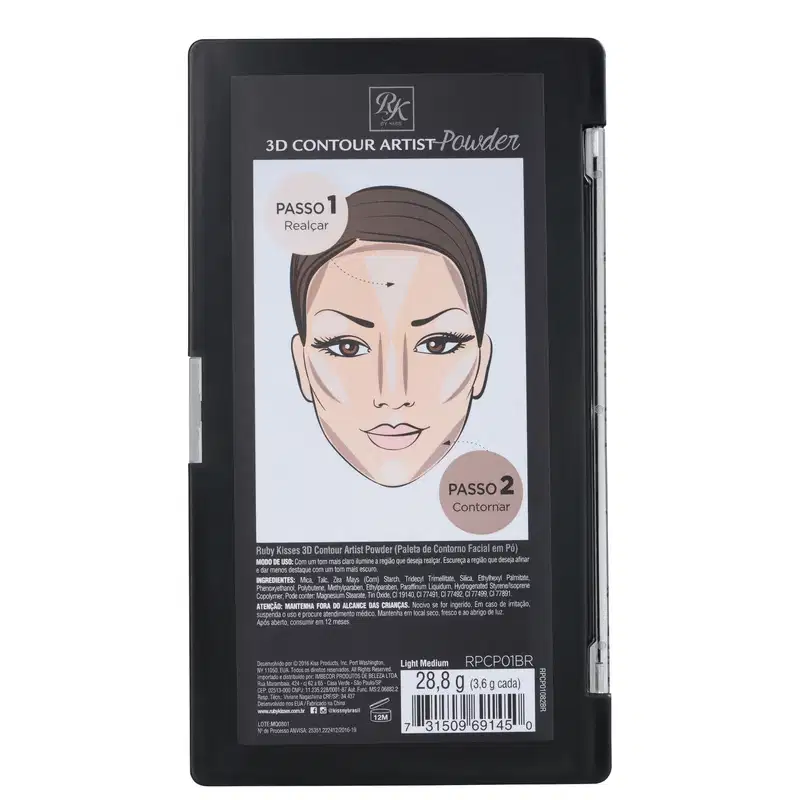 Ruby Kisses 3D Contour Artist Powder Light Medium - Paleta de Contorno 28,8g