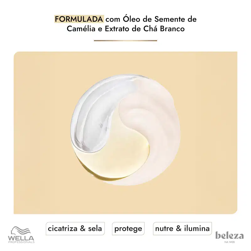 FORMULADA com Óleo de Semente de Camélia e Extrato de Chá Branco. Cicatriza & sela, protege, nutre & ilumina.