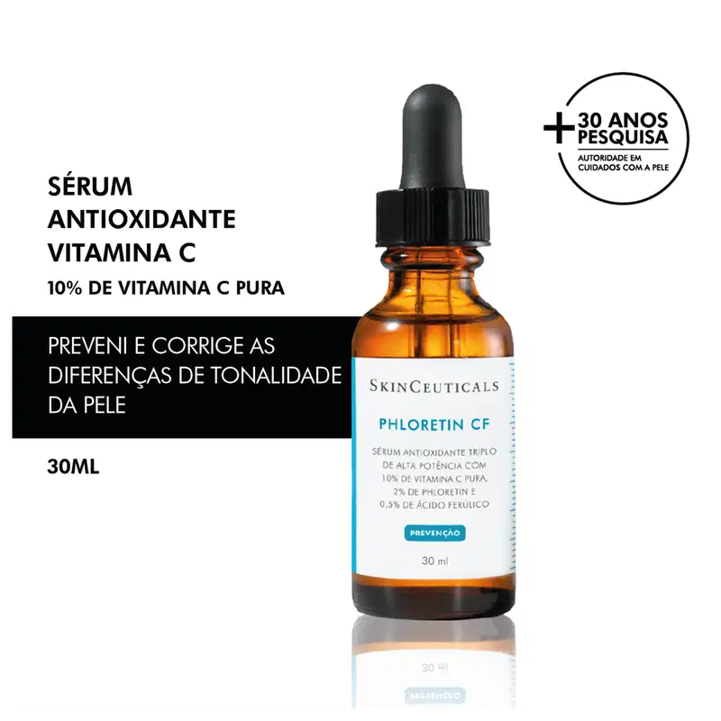 Sérum antioxidante Vitamina C, 10% de Vitamina C pura, previne e corrige as diferenças de tonalidade da pele, 30ml.