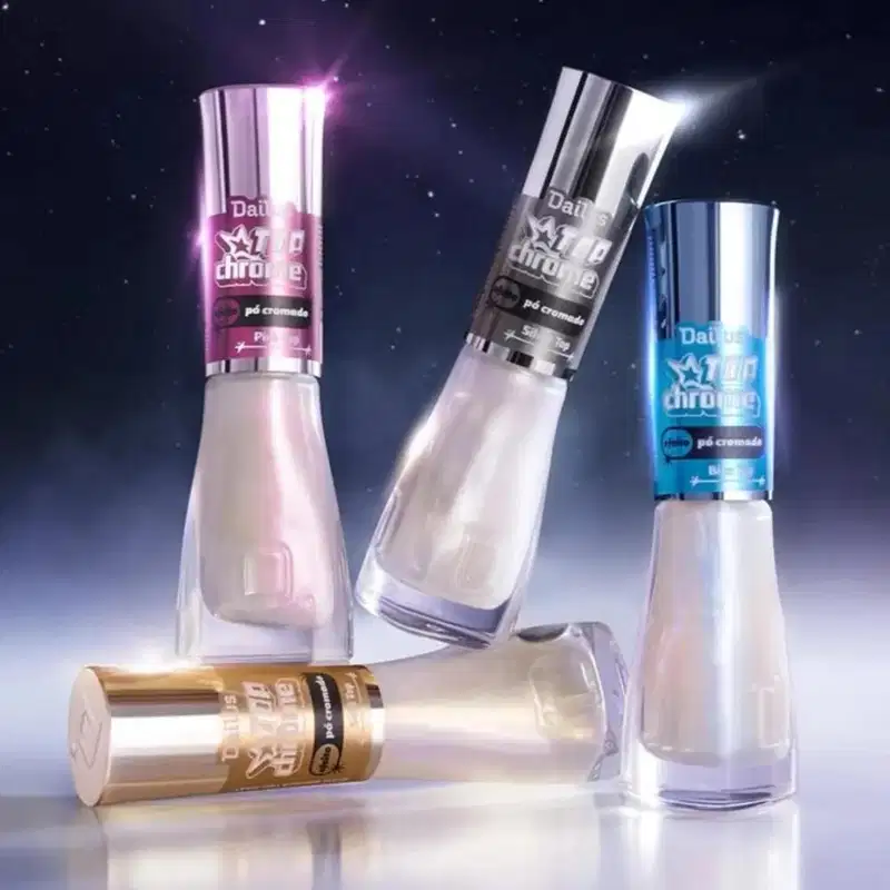 Dailus Top Coat Chrome Esmalte Rosa Efeito Pó Cromado