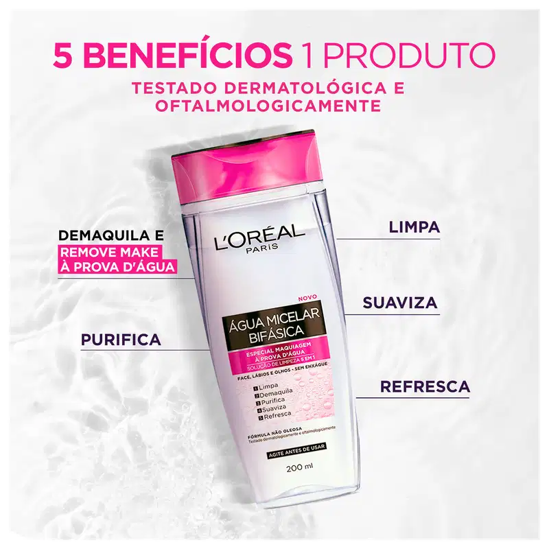 L'Oréal Paris Dermo Expertise Solução de Limpeza 5 em 1- Água Micelar Bifásica 200ml