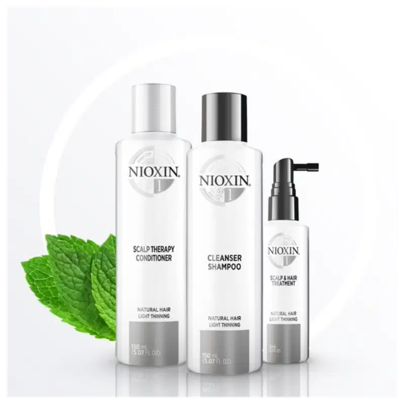Kit Nioxin Trial Sistema 1 de Tratamento Contra Afinamento Capilar  (3 Produtos)