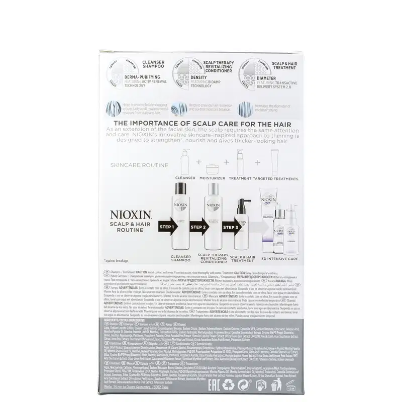 Kit Nioxin Trial Sistema 1 de Tratamento Contra Afinamento Capilar  (3 Produtos)
