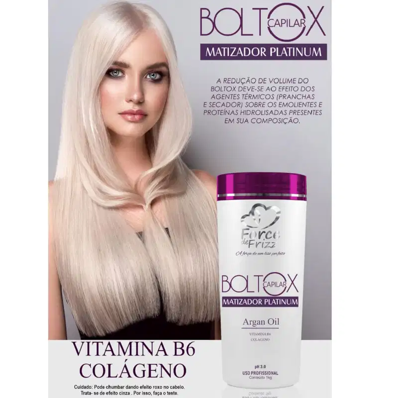 Máscara Boltox Capilar Platinum Matizante 1Kg Force - Hidratação, Brilho e Efeito Platinado