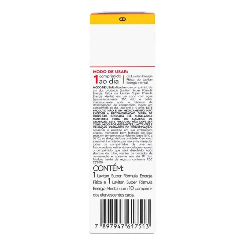 Kit Polivitamínico Lavitan Efervescente Energia Física e Mental 20 comprimidos