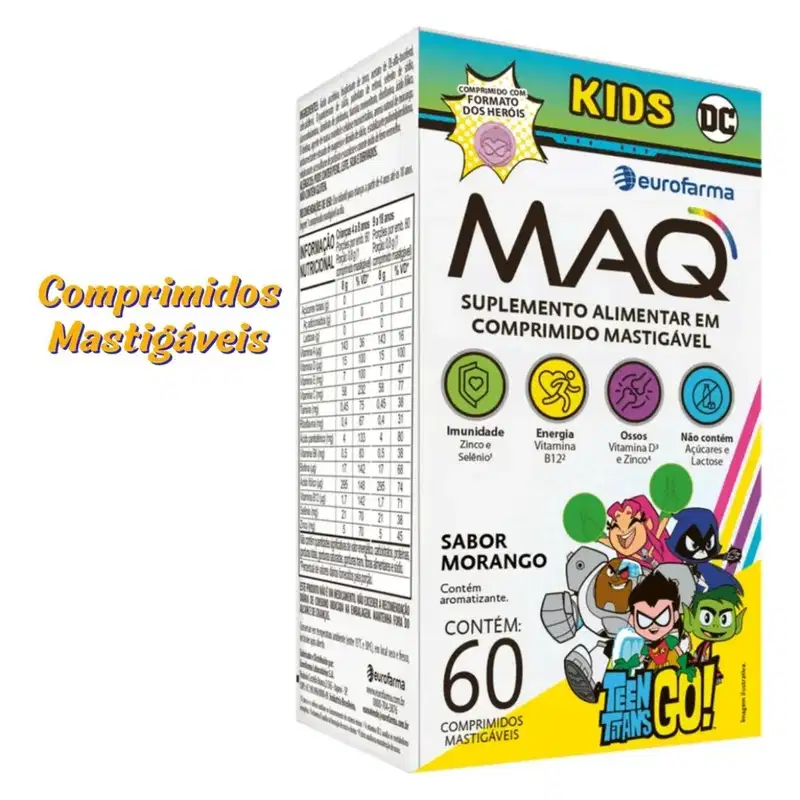 MAQ kids Infantil Mastigavel 60cp sabor morango