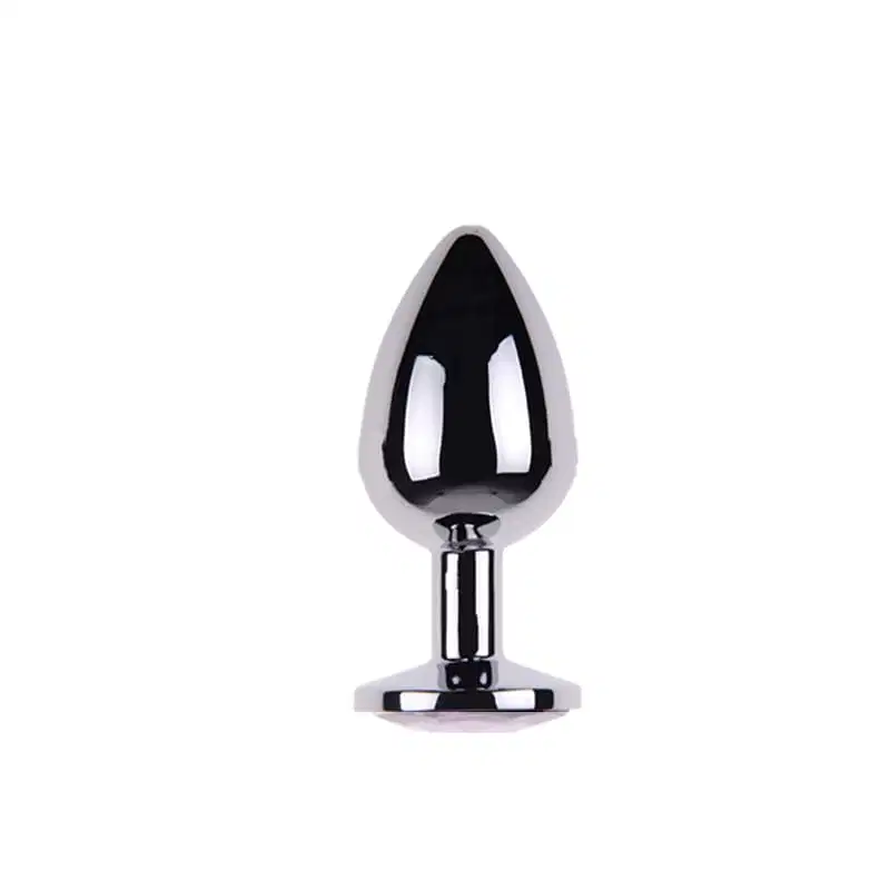 Plug Anal Jóia com Cristal em Metal Grande - Transparente
