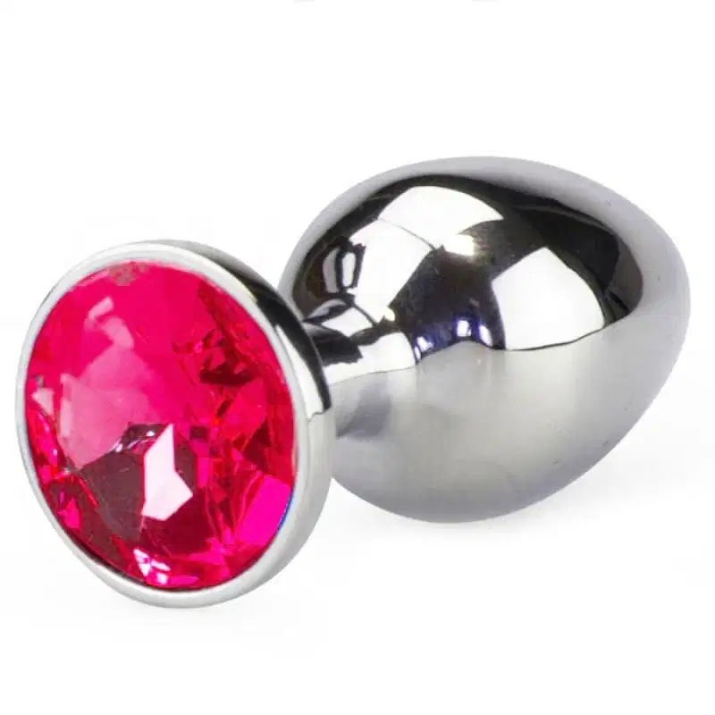 Plug Anal Jóia com Cristal em Metal Grande - Transparente