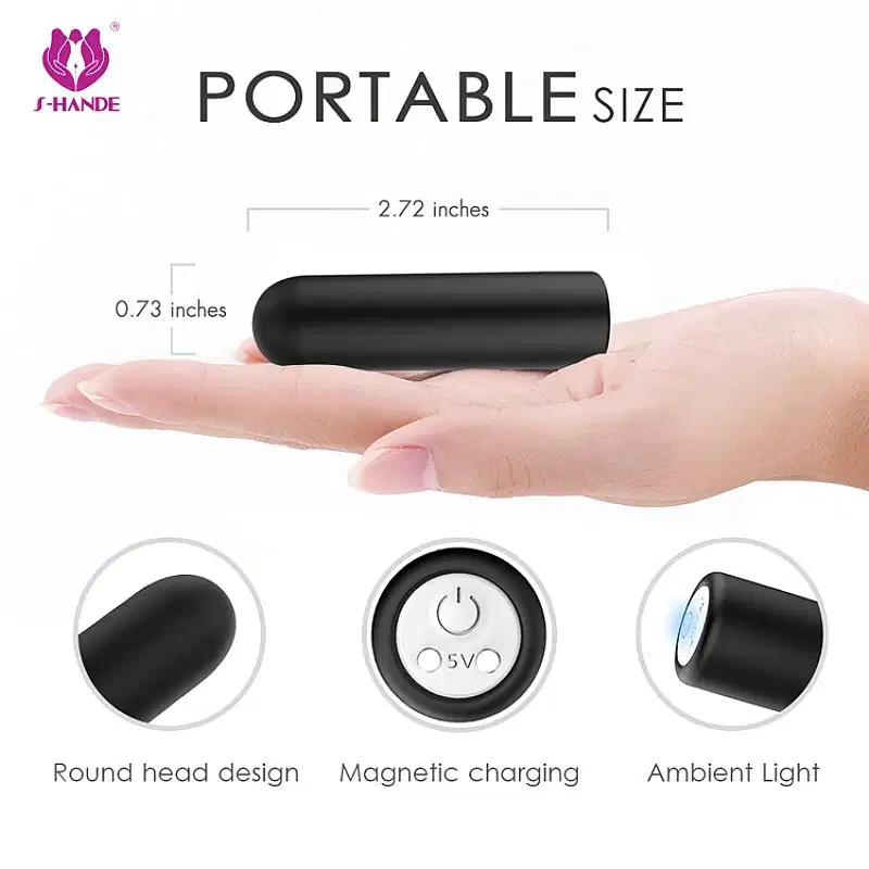 Vibrador Bullet Estimulador Recarregável Ultra Forte Seed S-Hande Preto