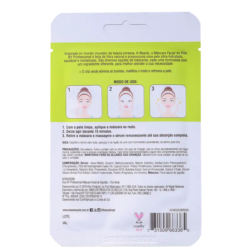 Kiss New York Chá Verde - Máscara Matificante 20ml