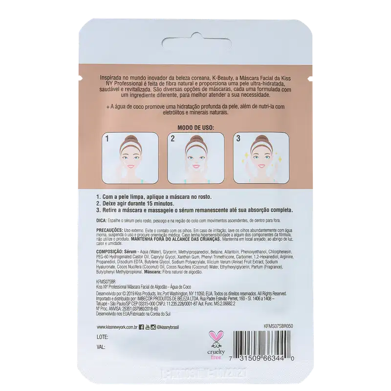 Kiss New York Água de Coco - Máscara Hidratante 20ml