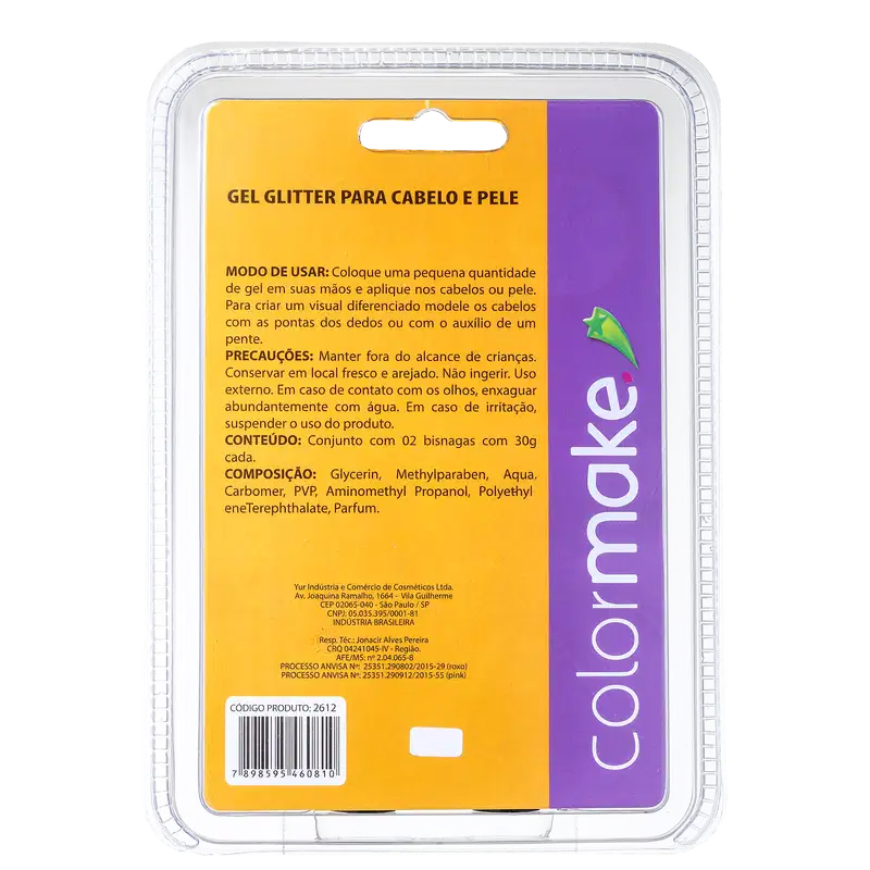 Kit Colormake Gel Glitter Rosa e Roxo (2 Produtos)
