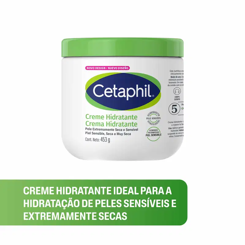 Creme Hidratante Cetaphil. Creme hidratante ideal para a hidratação de peles sensíveis e extremamente secas. Cont. Neto: 453 g.