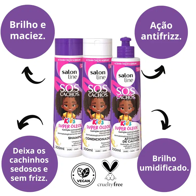 Kit Salon Line Kids Sos Cachos Super Óleos Com 3