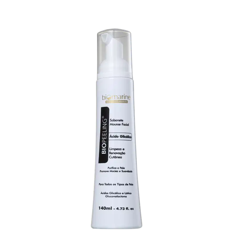 Biomarine Biopeeling Ácido Glicólico - Mousse de Limpeza Facial 140ml