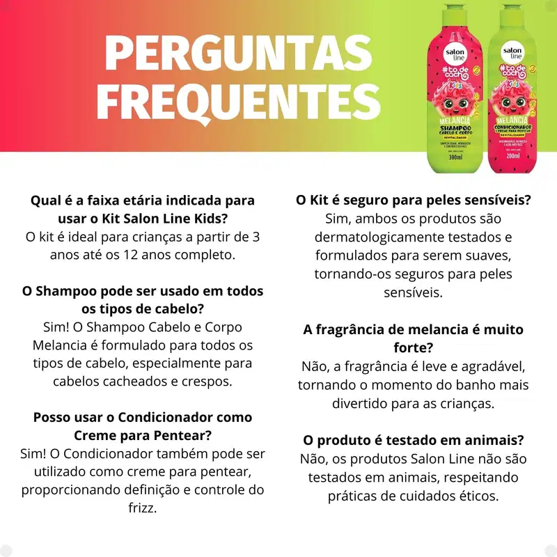 Imagem apresenta texto com perguntas frequentes sobre os produtos
