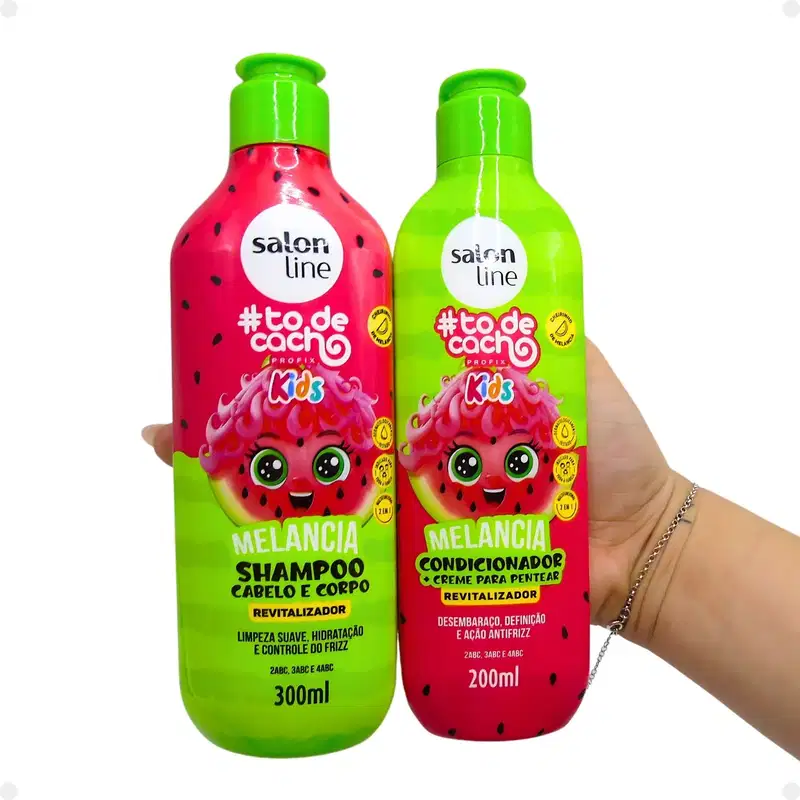 Kit Salon Line Kids #todecacho Melancia: Shampoo de 300ml e Condicionador 200ml